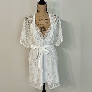 Elegant and Feminine Bridal Outfit | Lace Bridal Robe Including Slip